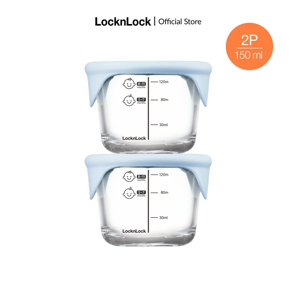 Hộp thủy tinh đựng thức ăn dặm cho bé LocknLock có vạch chia dung tích 150ml LLG058S2LBLU - K-MALL