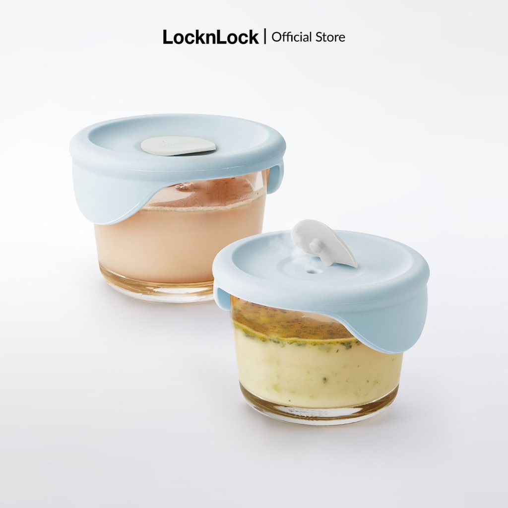 Hộp thủy tinh đựng thức ăn dặm cho bé LocknLock có vạch chia dung tích 150ml LLG058S2LBLU - K-MALL