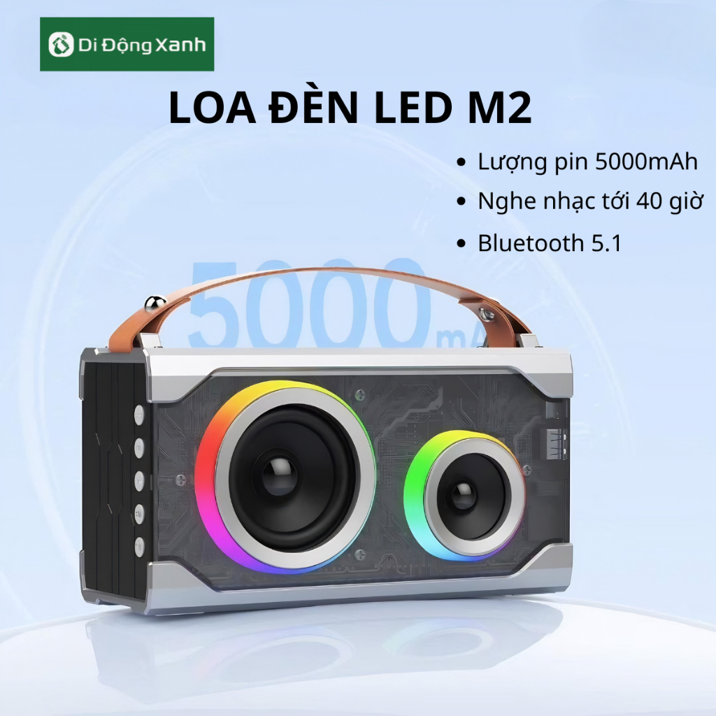 LOA BLUETOOTH 5.1 M2 15W ÂM THANH CỰC HAY CÓ ĐÈN LED SỐNG ĐỘNG