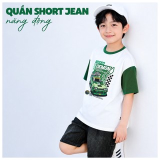 Áo Thun Không Cổ Bé Trai KTS26S003R | Wookids | 2-9 Tuổi | Thoáng Mát, Mềm Mại, Năng Động