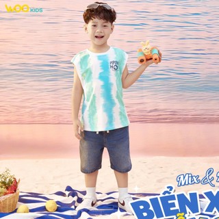 Quần Short Jean Bé Trai BDS26S001R | Wookids | 5-13 Tuổi | Jean Cotton 100% Mềm Mại, Năng Động