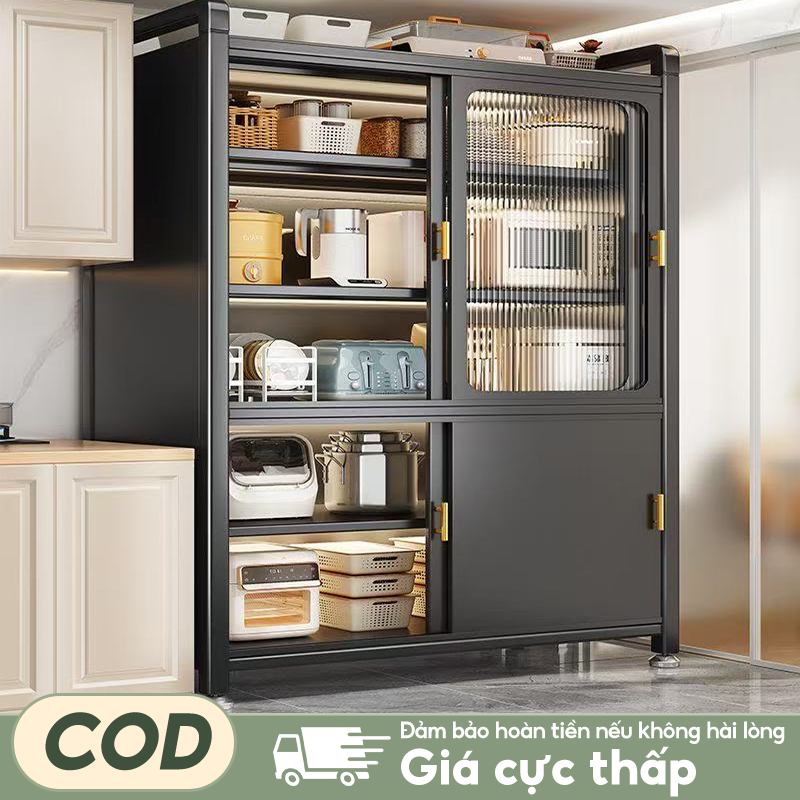 Tủ bếp Đa Năng Kệ để đồ thép cacbon Kệ để đồ nhà bếp chống bụi cần thiết cho mọi gia đình