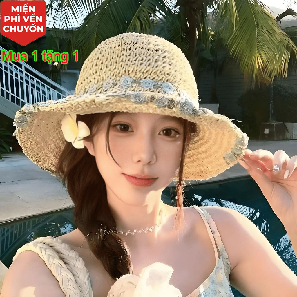 Mũ Lưỡi Trai Nón Lá Cỏ Raffia Chống Nắng Nữ Đi Biển Thoáng Khí