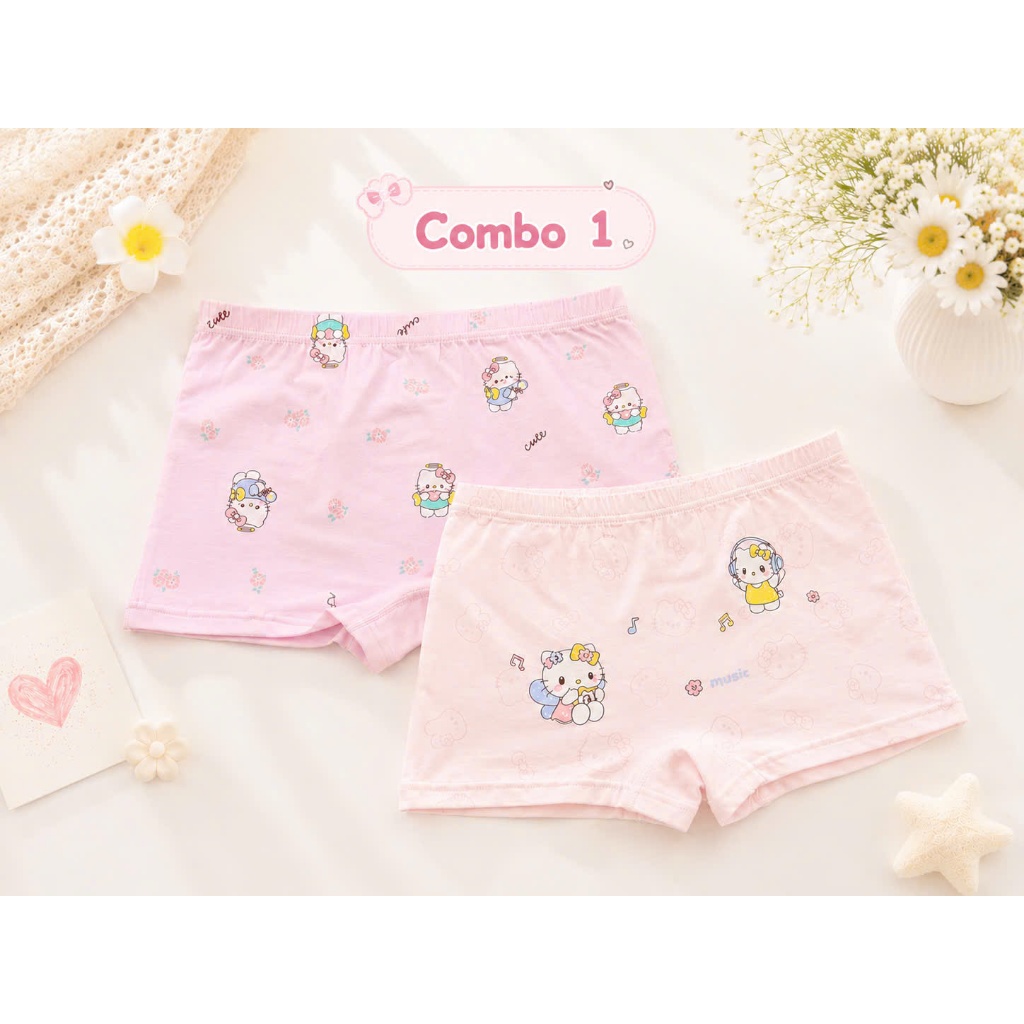 SET 2 - SET 5 Quần Chip Hello Kitty cotton kháng khuẩn mềm mát, thoáng mát co giãn