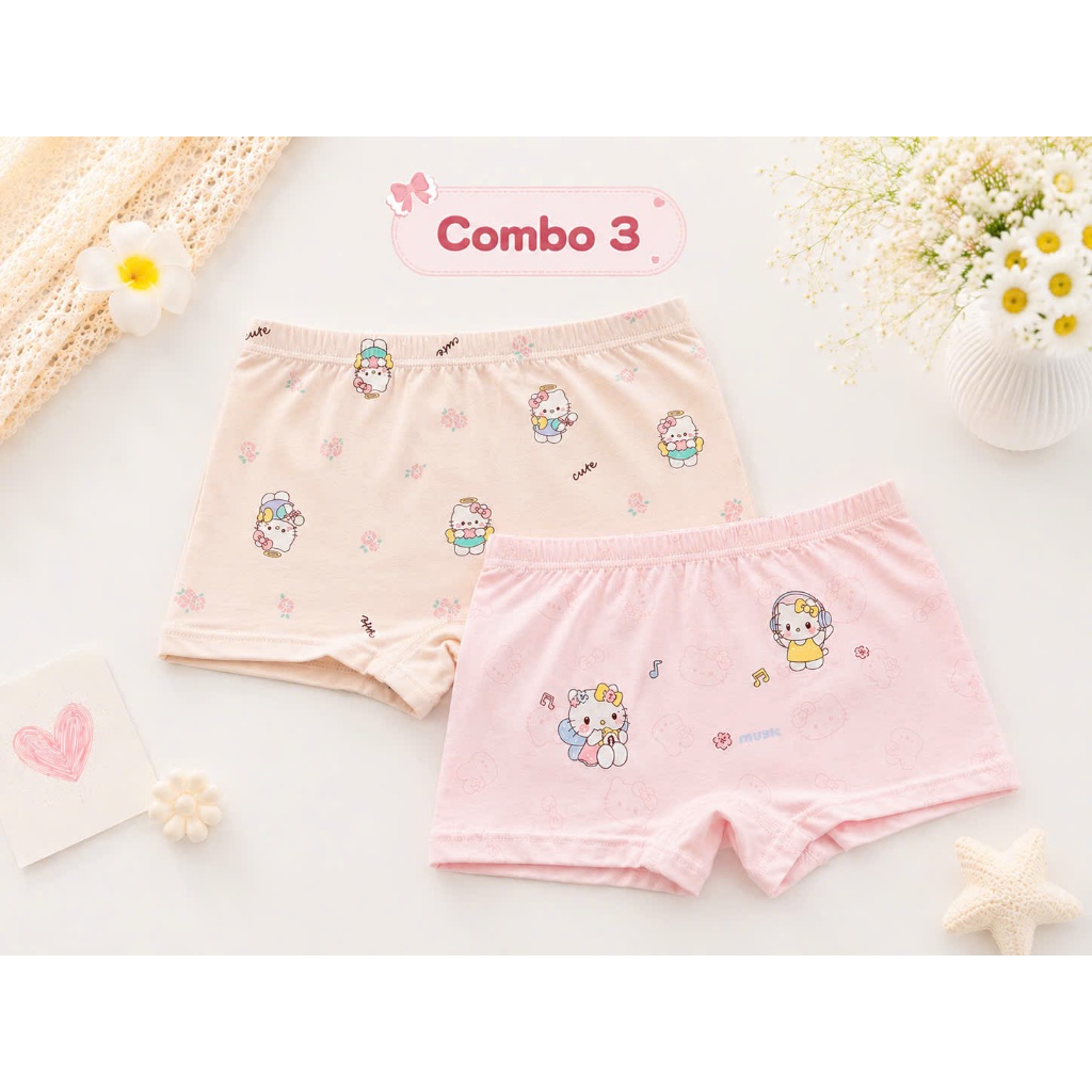 SET 2 - SET 5 Quần Chip Hello Kitty cotton kháng khuẩn mềm mát, thoáng mát co giãn