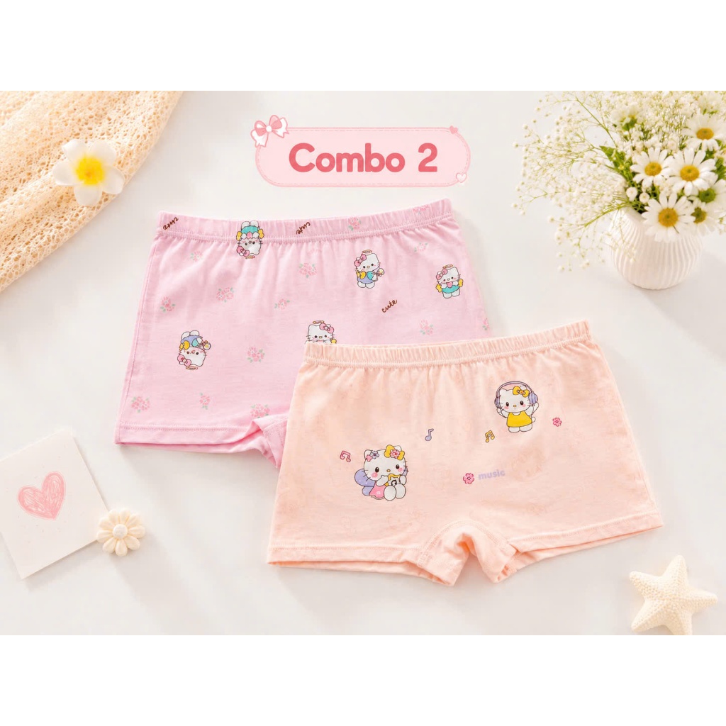 SET 2 - SET 5 Quần Chip Hello Kitty cotton kháng khuẩn mềm mát, thoáng mát co giãn