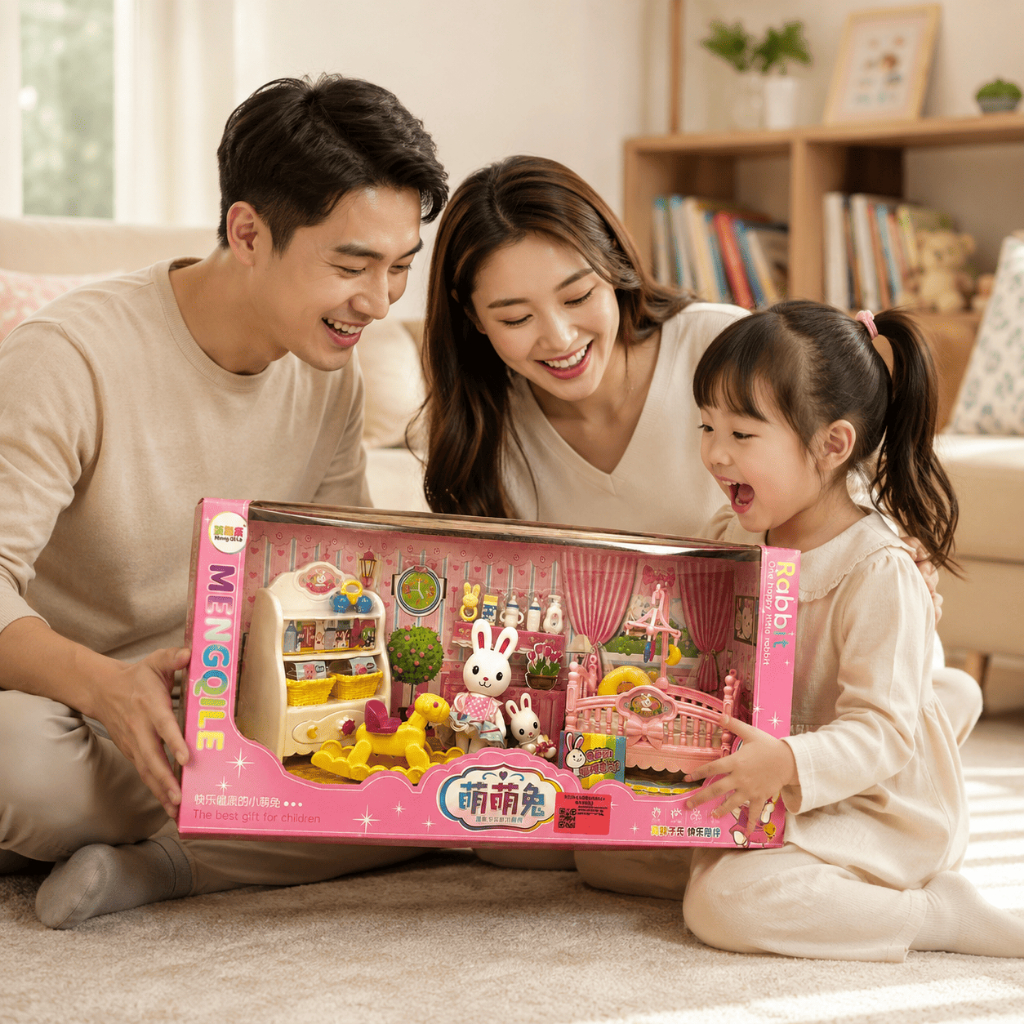 Bộ Đồ Chơi Phòng Ngủ Thỏ Bunny Mini Cho Bé Nhà Búp Bê Cao Cấp Kèm Phụ Kiện Bé Gái