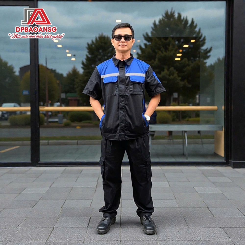[Nhận In Logo Theo Yêu Cầu] Quần - Áo Đồng Phục Xanh Đen Cho Kỹ Thuật Viên Xưởng Dịch Vụ VF - Vải Kaki Bền, Đứng Form
