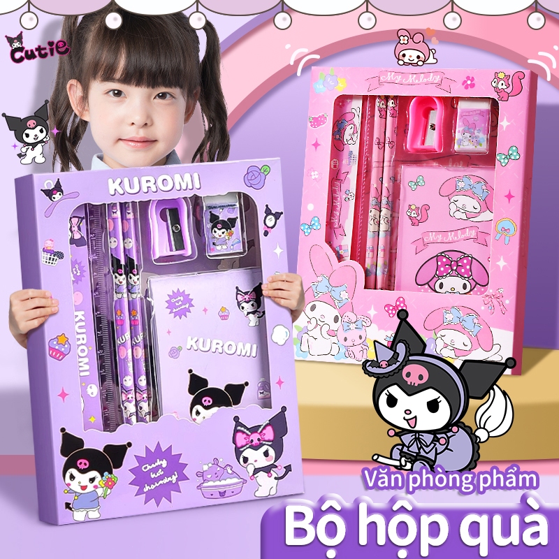 Văn phòng phẩm Bút chì lớp 1 họa tiết hoạt hình dễ thương Hộp quà sinh nhật bé gái an toàn không độc hại