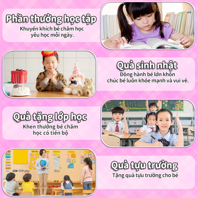 Văn phòng phẩm Bút chì lớp 1 họa tiết hoạt hình dễ thương Hộp quà sinh nhật bé gái an toàn không độc hại