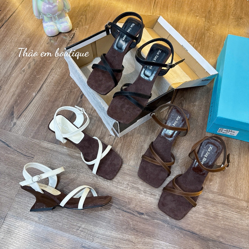 [Thảo Em - SDV90 4-5P] DÉP SANDAL GÓT VUÔNG HẬU PHỐI QUAI XINH  [Sẵn Hàng]