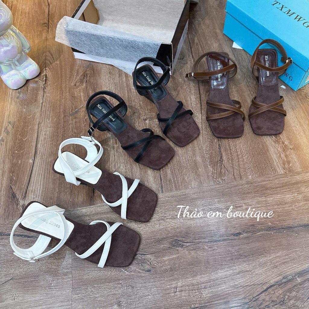 [Thảo Em - SDV90 4-5P] DÉP SANDAL GÓT VUÔNG HẬU PHỐI QUAI XINH  [Sẵn Hàng]