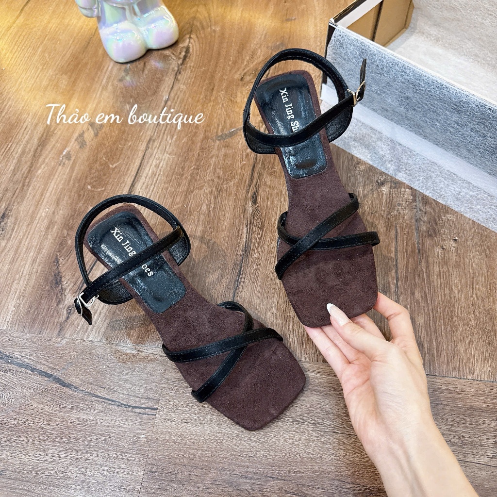 [Thảo Em - SDV90 4-5P] DÉP SANDAL GÓT VUÔNG HẬU PHỐI QUAI XINH  [Sẵn Hàng]
