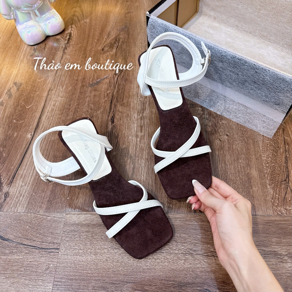 [Thảo Em - SDV90 4-5P] DÉP SANDAL GÓT VUÔNG HẬU PHỐI QUAI XINH  [Sẵn Hàng]