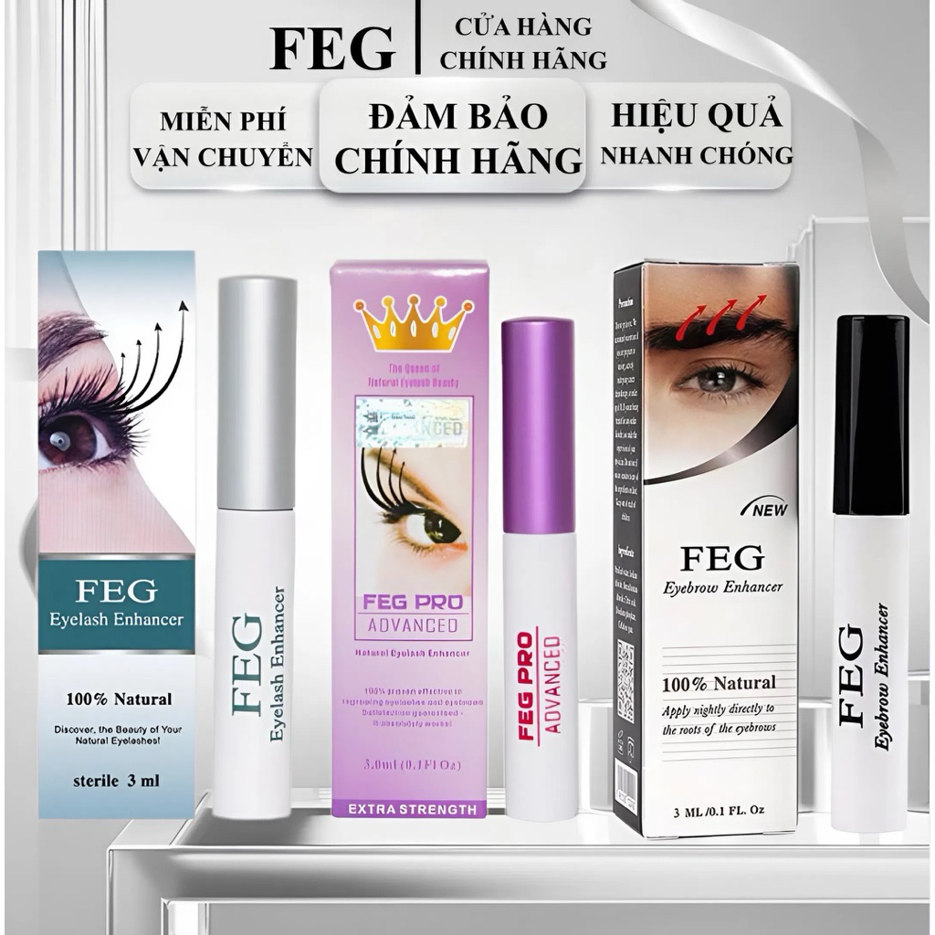 Combo dưỡng mi feg ban đêm + mày giúp đôi mày đen nhánh (2*3ml)