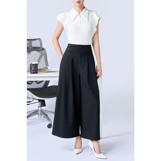 Quần Ống Rộng 𝐂𝐂𝐇𝐀𝐓 Dáng Suông Kiểu Hanas Chất Liệu Tuytsi Cao Cấp 55QDS2002ST