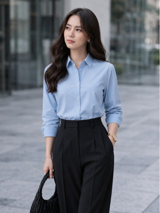 Áo sơ mi nữ YODY dài tay dáng regular, vải lụa nến chống nhăn WOSH26A007