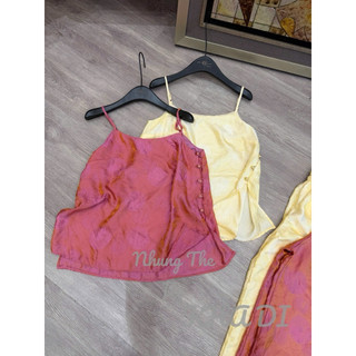 Sét áo lụa tơ tầm hai dây cúc sườn + quần xuông lụa