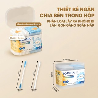 (Mua 4 tặng 10) Bông ngoáy tai Topgia tăm bông cotton mềm mịn bản cao cấp 4 đầu đa năng