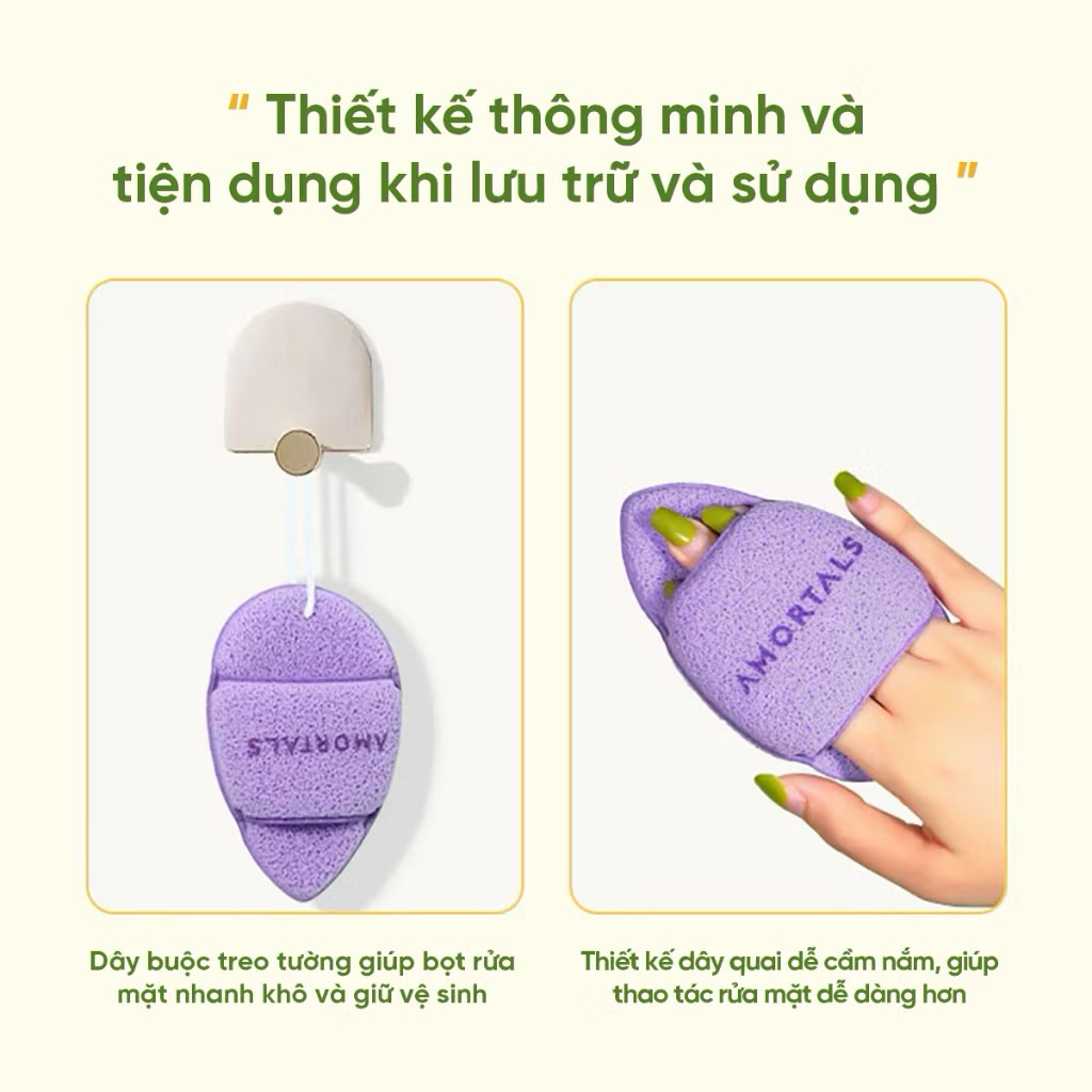 Bọt Mút Rửa Mặt Amortals Làm Sạch Sâu, Nở To Khi Gặp Nước, Dịu Nhẹ Cho Mọi Loại Da Bọt Biển Rửa Mặt hạn 2028 IS107