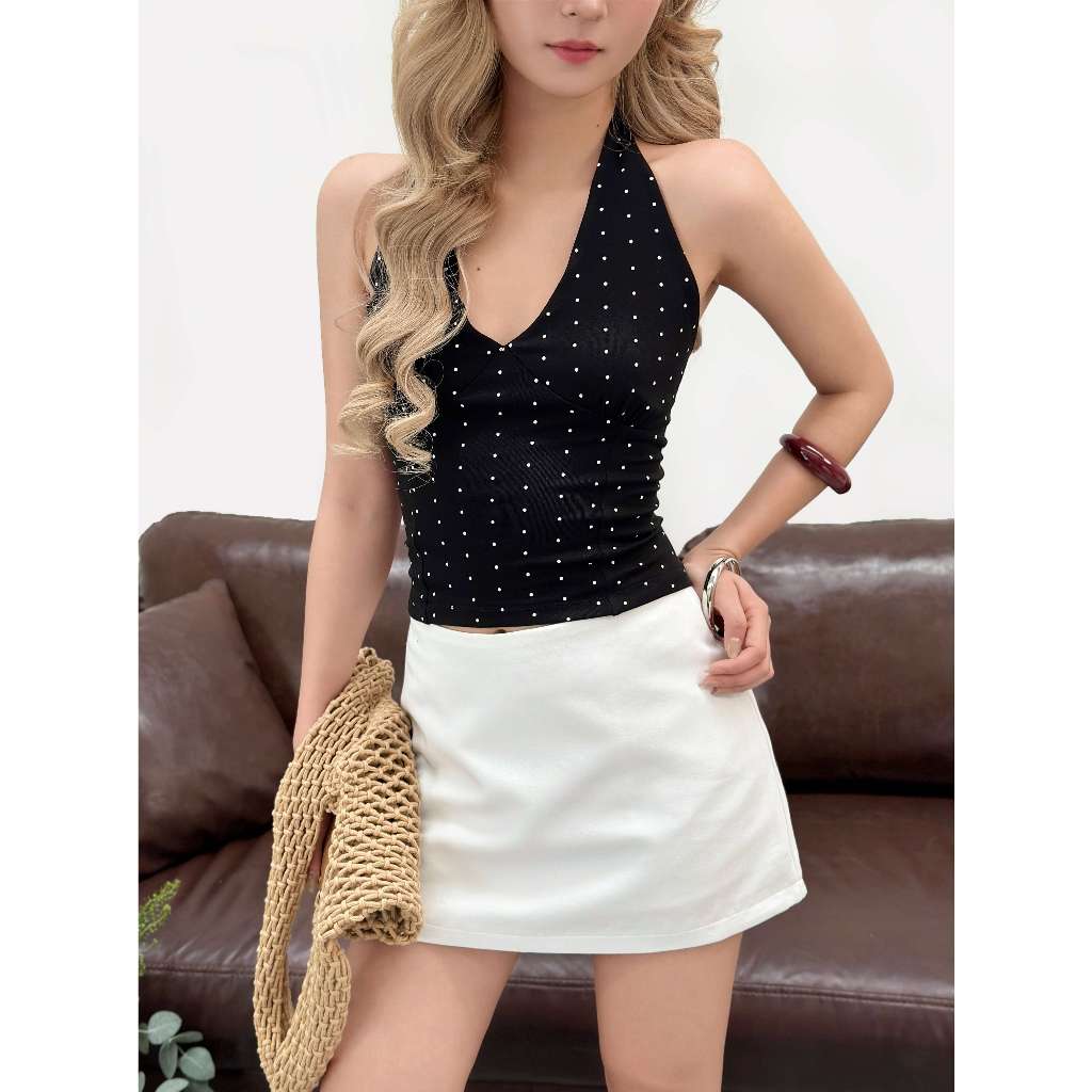 Áo yếm cột nơ sau Jeny Miều Est.2013 chất liệu thun in bi thời trang