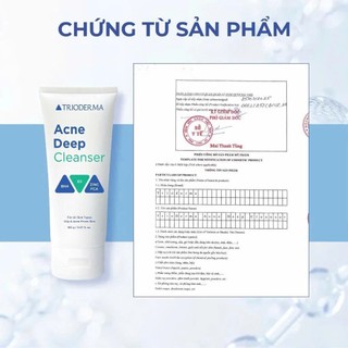 Gel Rửa Mặt Trioderma  BHA giúp làm sạch sâu, kiểm soát dầu nhờn và hỗ trợ điều giảm mụn Acne Deep Cleanser 150g