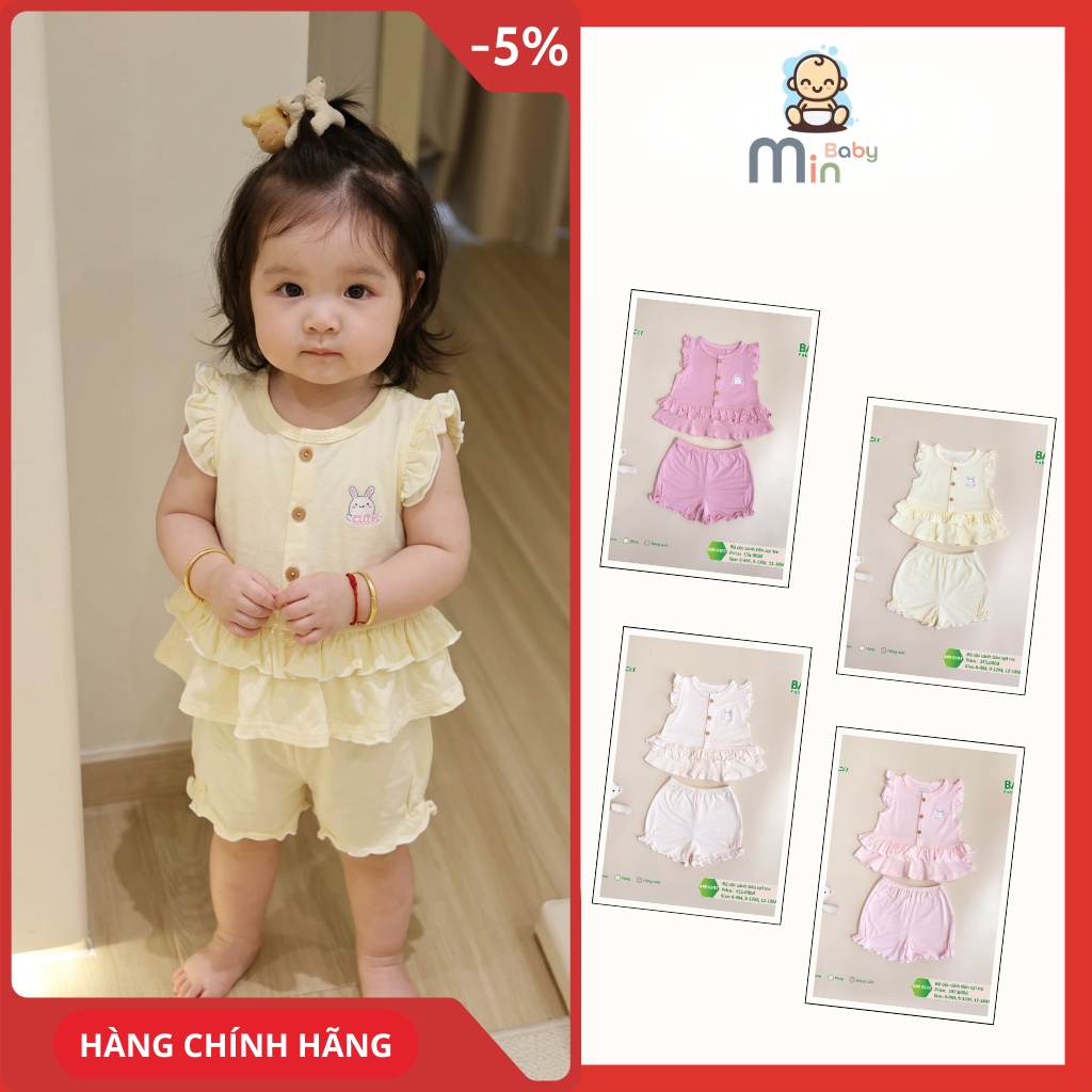 Bộ Sát Nách Bé Gái Cánh Tiên Vải Sợi Tre Mềm Pettit Mềm Mịn Thoáng Mát - Hàng Chính Hãng AMI0303