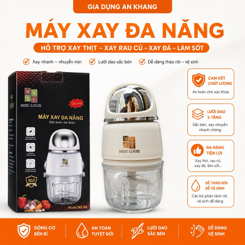 Máy Xay Đa Năng Misu Louis 6 Lưỡi Dao Công Suất Mạnh 200W