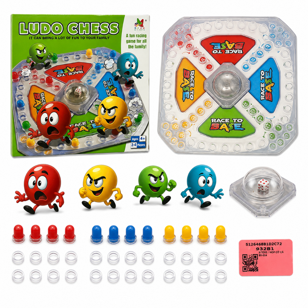 Bộ Cờ Cá Ngựa Ludo Cho Bé, Board Game Gia Đình 2-4 Người Chơi, Đồ Chơi Trí Tuệ Giáo Dục