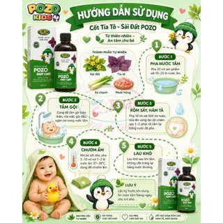 Nước tắm sài đất tía tô rau má giảm rôm sảy, hăm tã, dịu da mùa hè an toàn cho bé - chai 500ml
