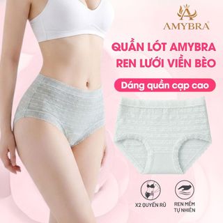 Quần lót ren viền bèo xuyên thấu mềm mại gợi cảm quần chip nữ công chúa cạp cao AMYBRA L5505
