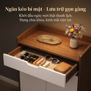 Nido Tủ Giày Kệ Giày MDF 12mm 2 Cánh 1 Ngăn Kéo, Tủ Để Giày 60cm Decor Hiện Đại Cho Lối Vào