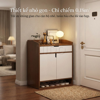 Nido Tủ Giày Kệ Giày MDF 12mm 2 Cánh 1 Ngăn Kéo, Tủ Để Giày 60cm Decor Hiện Đại Cho Lối Vào