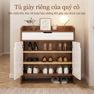 Nido Tủ Giày Kệ Giày MDF 12mm 2 Cánh 1 Ngăn Kéo, Tủ Để Giày 60cm Decor Hiện Đại Cho Lối Vào