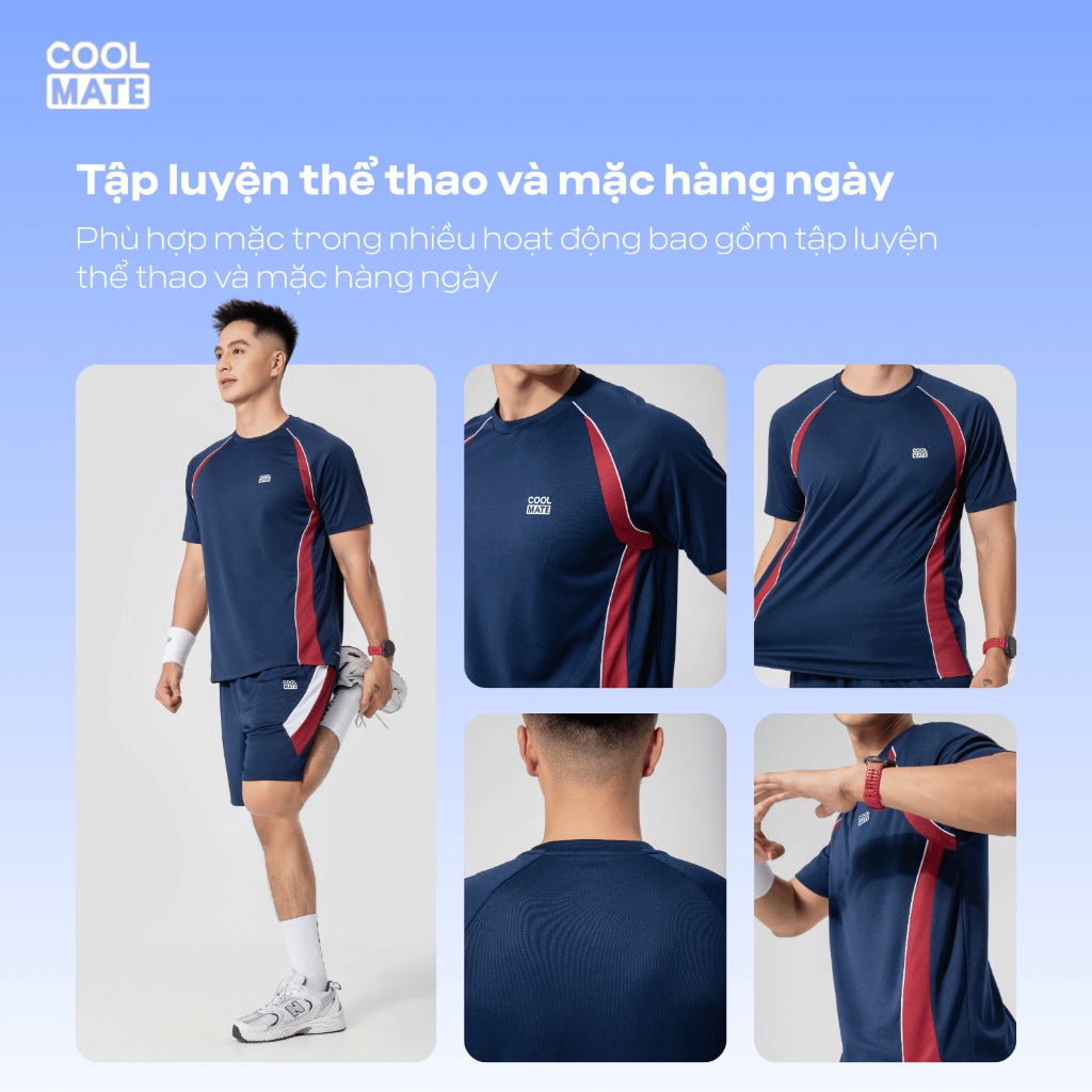 Set thể thao Pickleball nam Áo thun Teamwear Quần Promax Flexline Active thoáng khí