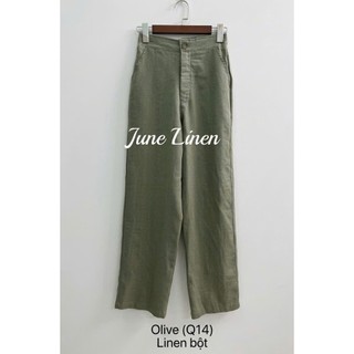 JUNE LINEN Q14 - Quần dài LINEN nữ ống đứng. Đáy cao. Lưng sau thun. Nhiều màu. Có Bigsize.