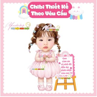 Chibi cảm ơn cho bé gái thiết kế theo yêu cầu Yến Nhi Shop