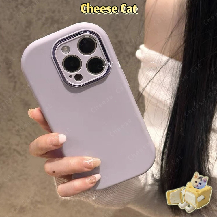 Ốp lưng iPhone màu tím thanh lịch bảo vệ toàn diện ống kính cho iPhone 14 15 16 17 8 Plus 11 12 13 17 Pro Max Xs XR