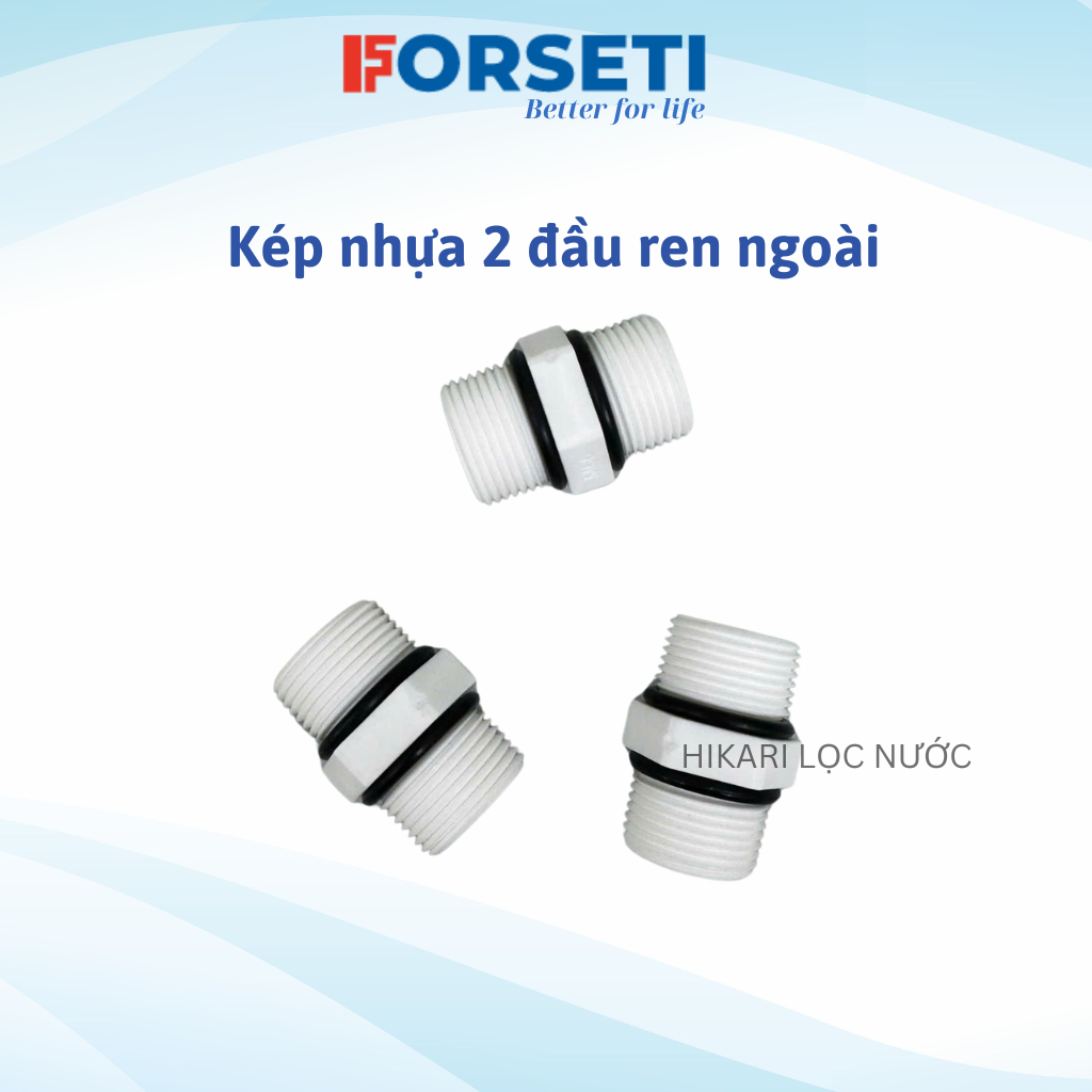 Kép Ren FORSETI Nối thẳng 2 đầu ren ngoài ren 21 và ren 27 Chất Liệu Nhựa