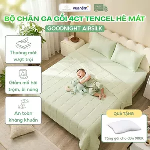 Chăn Ga Gối Lụa Điều Hòa Tencel Vua Nệm Goodnight Airsilk 220x200cm, Chăn Hè Mát Mịn 4CT