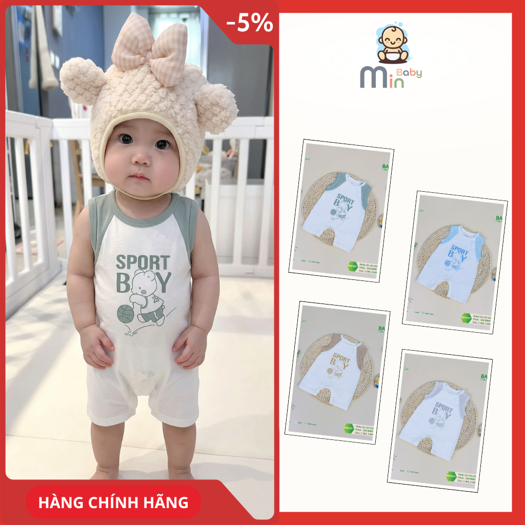 Body Cộc Sát Nách Cho Bé Trai Anminaza Vải Sợi Tre Co Dãn Mềm Mịn Thoáng Mát - Hàng Chính Hãng AMI0351