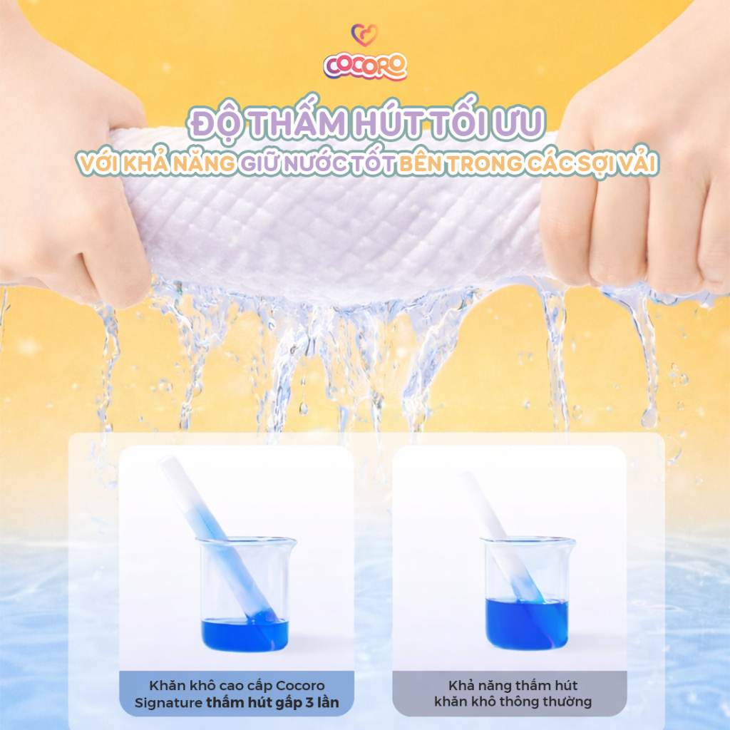 Khăn Khô Đa Năng Cocoro 160 Tờ Cao Cấp Cho Bé Signature - Tiệt Trùng Từng Tờ, Siêu Mềm, Không Xơ Vải