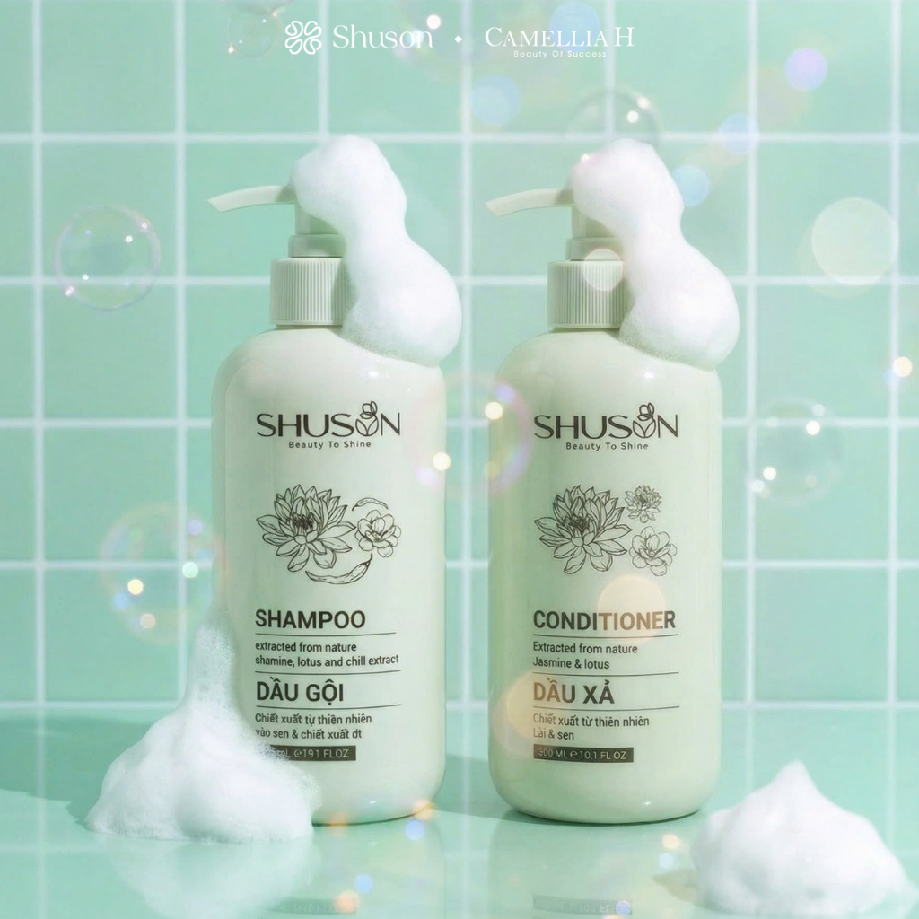 Combo Gội Xả Shuson Hương Sen Lài Dưỡng Tóc Mềm Mượt Phù Hợp Nhiều Loại Tóc