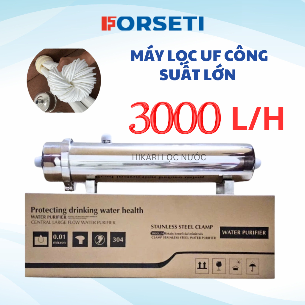 Máy lọc nước UF FORSETI công suất 3000L/giờ, Lọc cặn bẩn lớn hơn 0,01 Micron