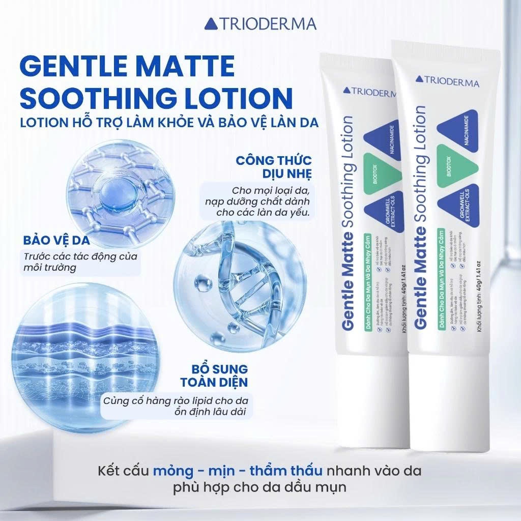 Combo kem dưỡng Ẩm phục hồi Trioderma & Gel Chấm Mụn Giảm sưng viêm gom cồi 15g