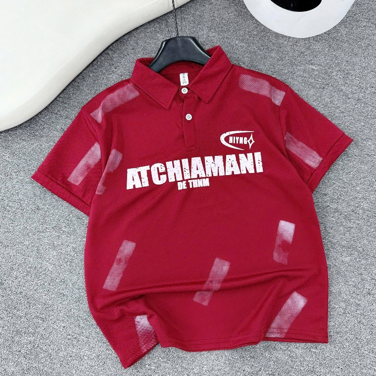 Áo Polo cho bé trai từ 17-60kg Chất poly thông hơi đẹp, co giãn 4 chiều in chữ ATCH 3 màu