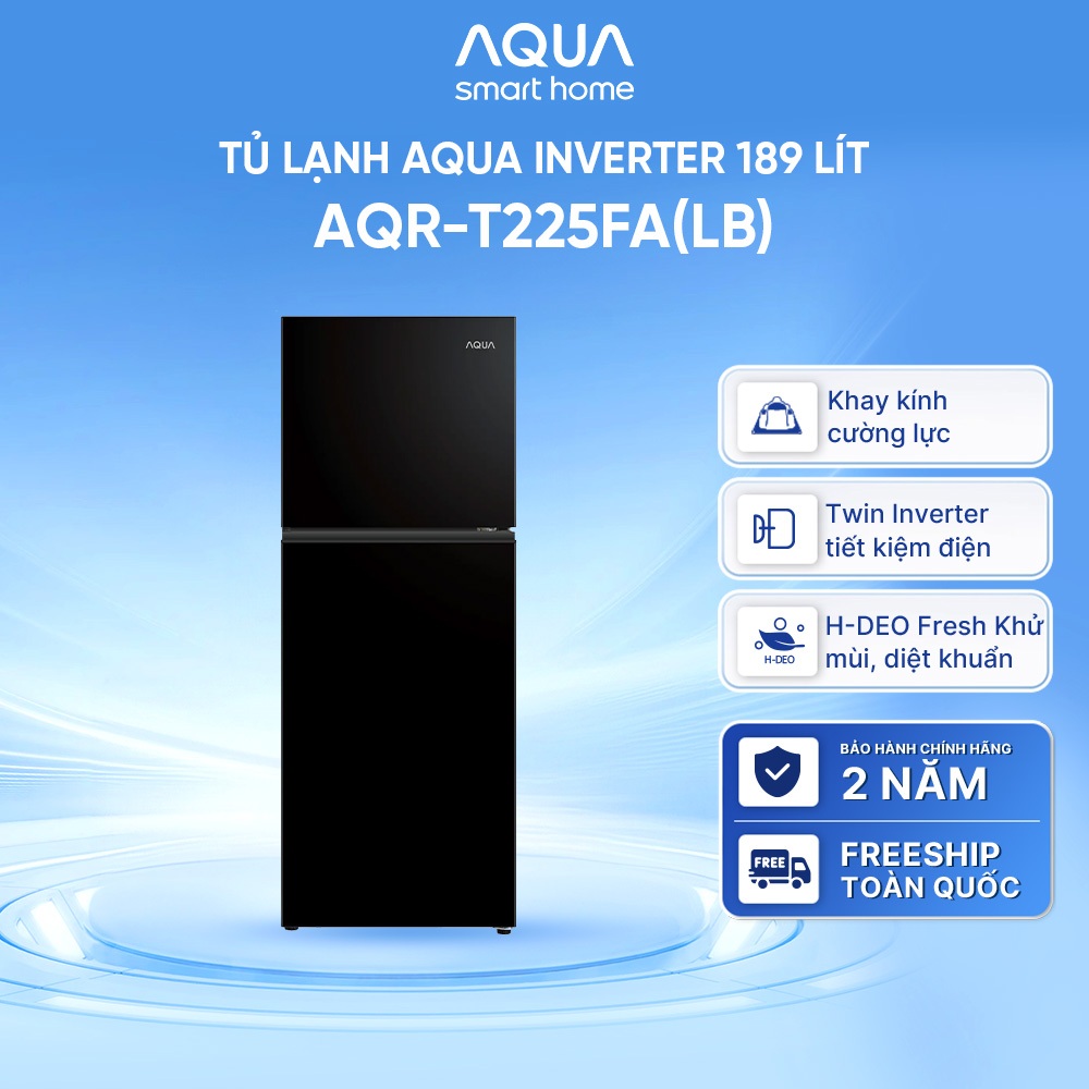 [SẢN PHẨM MỚI 2026] Tủ lạnh ngăn đông trên Aqua Inverter 189 lít AQR-T225FA(LB) - Bảo hành 2 năm - Hàng chính hãng