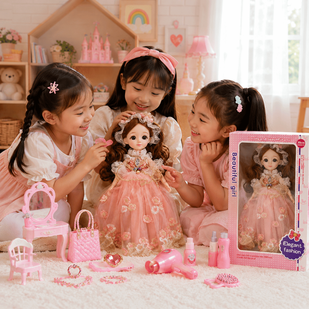 Búp Bê Công Chúa 30cm Váy Hoa Cao Cấp Tóc Dài Đồ Chơi Bé Gái Búp Bê Thời Trang Quà Tặng