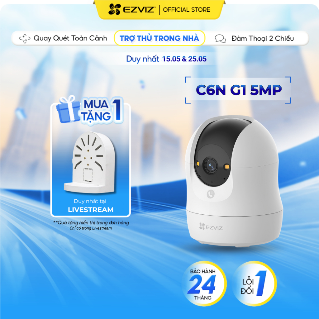 Camera WIFI EZVIZ C6N G1 5MP 3K - Góc siêu rộng, Nhận Diện Người, True, Chạm Gọi Nhanh, Đàm thoại hai chiều - 1