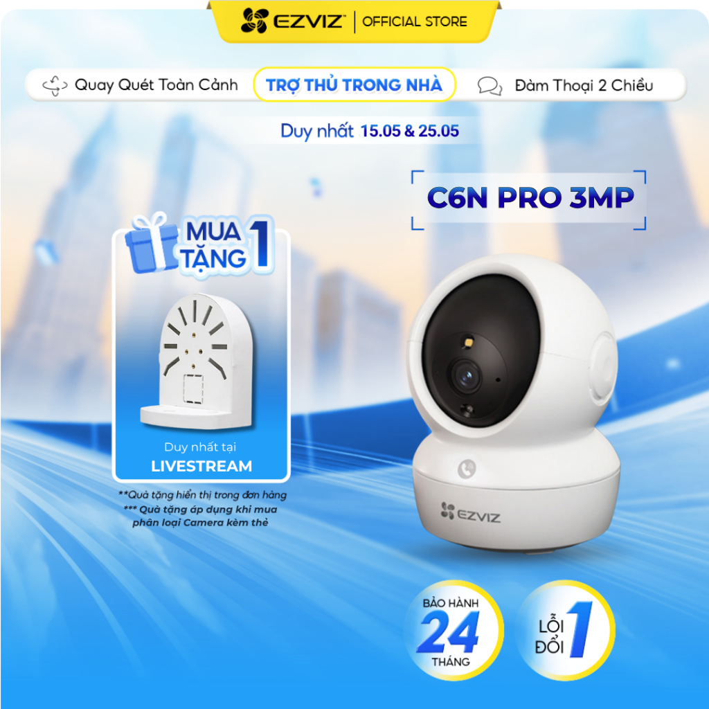 Camera WIFI EZVIZ C6N Pro 3MP Trong nhà, Quay Quét 360 Độ, Đàm Thoại 2 Chiều - Bản nâng cấp của C6N - 1